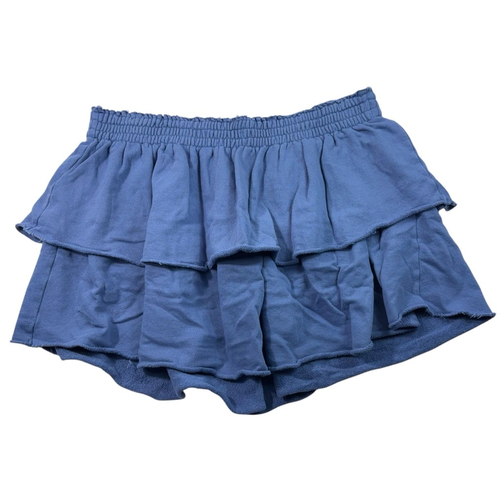 Aerie Periwinkle Blue Terry Fleece Layered Mini Lounge Skirt XL Comfy Travel